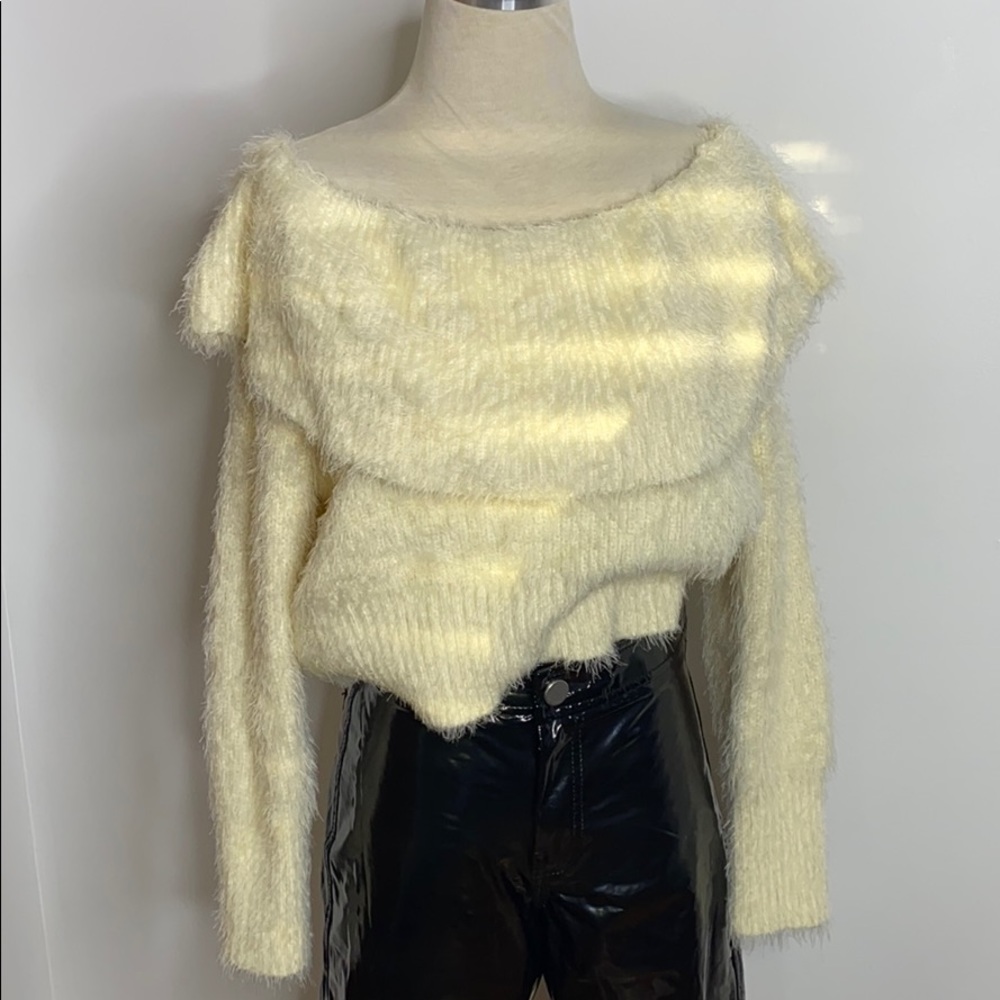 Fuzzy cream sweater